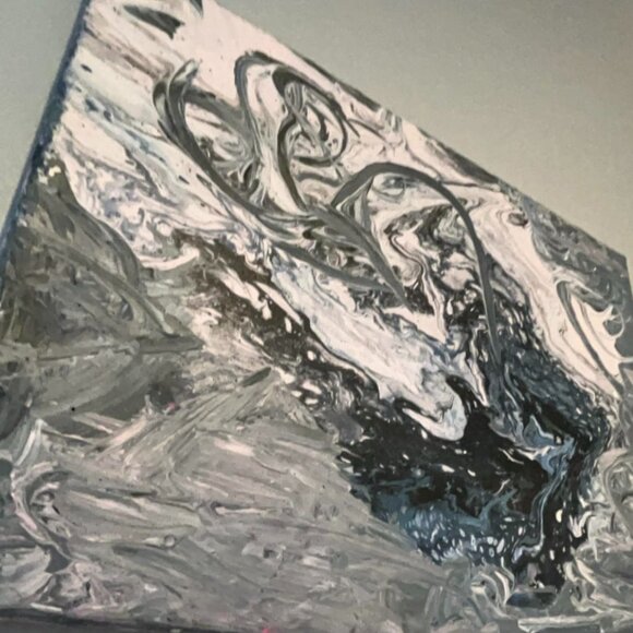 Original Homemade Pink and Grey Abstract Art 14 x 12 - Picture 3 of 6